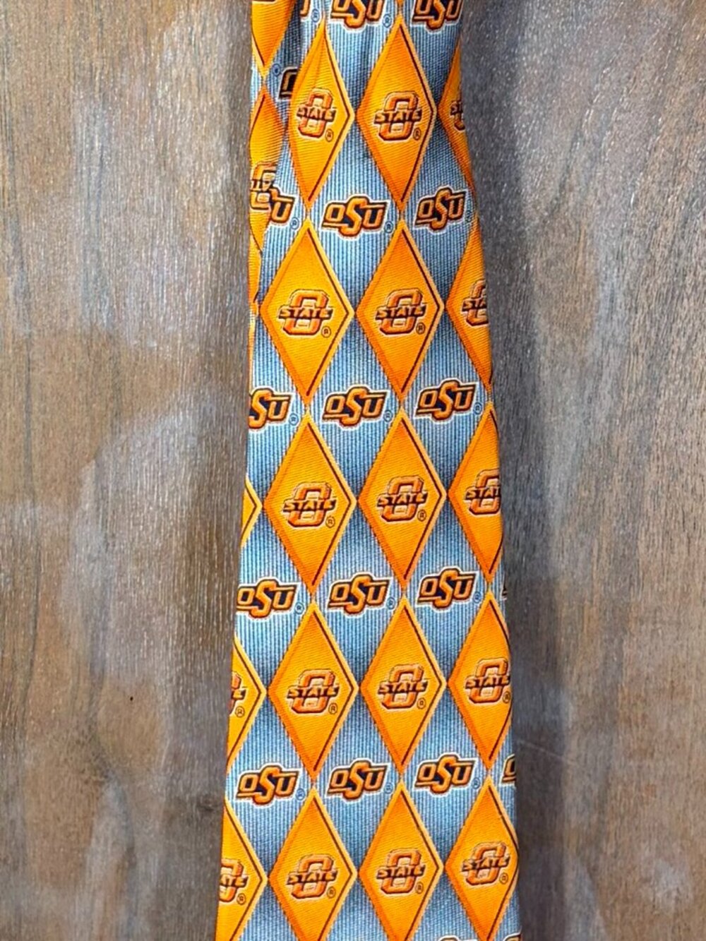 Eagle Neckwear Oklahoma State Cowboys 100% Silk Necktie Diamond Pattern - EUC